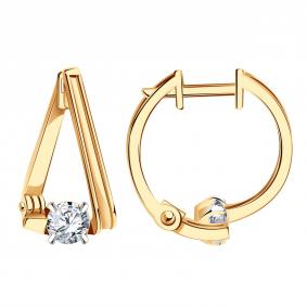 Золотые серьги Александра с693ск с фианитом с693ск фото