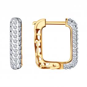 Золотые серьги Александра с744ск с фианитом с744ск фото