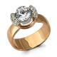 Золотое кольцо AQUAMARINE 66011А с фианитом