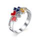 Серебряное кольцо АЛЬКОР 01-1393/ЭМ86-00 с эмалью и цирконием