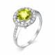 Серебряное кольцо АЛЬКОР 01-0021/00ХР-00 с фианитом и хризолитом