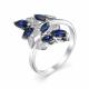 Серебряное кольцо АЛЬКОР 01-0211/000С-00 с гидротермальным сапфиром и цирконием