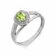 Серебряное кольцо АЛЬКОР 01-0264/00ХР-00 с фианитом и хризолитом