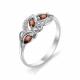 Серебряное кольцо АЛЬКОР 01-0267/00ГР-00 с фианитом и гранатом
