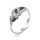 Серебряное кольцо АЛЬКОР 01-0267/0ГТС-00 с фианитом и гидротермальным сапфиром