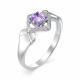 Серебряное кольцо АЛЬКОР 01-0333/00АМ-00 с фианитом и аметистом