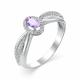 Серебряное кольцо АЛЬКОР 01-0350/00АМ-00 с фианитом и аметистом