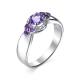 Серебряное кольцо АЛЬКОР 01-0366/00АМ-00 с фианитом и аметистом