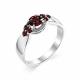 Серебряное кольцо АЛЬКОР 01-0366/00ГР-00 с фианитом и гранатом