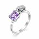 Серебряное кольцо АЛЬКОР 01-0470/00АМ-00 с фианитом и аметистом