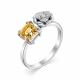 Серебряное кольцо АЛЬКОР 01-0470/00ЦТ-00 с фианитом и цитрином