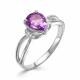 Серебряное кольцо АЛЬКОР 01-0544/00АМ-00 с аметистом