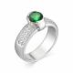 Серебряное кольцо АЛЬКОР 01-0709/00НИ-00 с фианитом и гидротермальным изумрудом