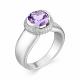 Серебряное кольцо АЛЬКОР 01-0710/00АМ-00 с фианитом и аметистом