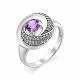 Серебряное кольцо АЛЬКОР 01-0771/00АМ-00 с фианитом и аметистом