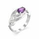 Серебряное кольцо АЛЬКОР 01-0845/00АМ-00 с фианитом и аметистом