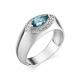 Серебряное кольцо АЛЬКОР 01-0908/0НСЛ-00 с фианитом и Лондон топазом