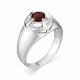 Серебряное кольцо АЛЬКОР 01-0914/00ГР-00 с фианитом и гранатом