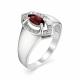 Серебряное кольцо АЛЬКОР 01-0915/00ГР-00 с фианитом и гранатом