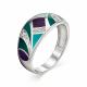 Серебряное кольцо АЛЬКОР 01-0976/ЭМ67-00 с фианитом и эмалью