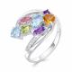 Серебряное кольцо АЛЬКОР 01-1019/0М18-00 с топазом, аметистом, хризолитом, цитрином, миксом камней и ювелирным кристаллом