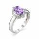 Серебряное кольцо АЛЬКОР 01-1166/00АМ-00 с фианитом и аметистом