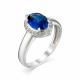 Серебряное кольцо АЛЬКОР 01-1166/0ГТС-00 с фианитом и гидротермальным сапфиром