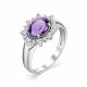 Серебряное кольцо АЛЬКОР 01-1167/00АМ-00 с фианитом и аметистом