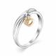 Серебряное кольцо Алькор с золотой накладкой и бриллиантом 01-1299/001Б-00
