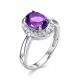 Серебряное кольцо АЛЬКОР 01-1320/00АМ-00 с фианитом и аметистом