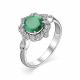 Серебряное кольцо АЛЬКОР 01-1345/00АГ-00 с фианитом и агатом