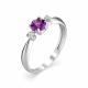 Серебряное кольцо АЛЬКОР 01-1347/00АМ-00 с фианитом и аметистом