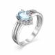 Серебряное кольцо АЛЬКОР 01-1361/00ТБ-00 с топазом и фианитом