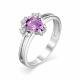 Серебряное кольцо АЛЬКОР 01-1363/00АМ-00 с фианитом и аметистом