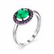 Серебряное кольцо АЛЬКОР 01-1375/00НИ-00 с фианитом и гидротермальным изумрудом