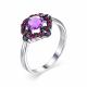 Серебряное кольцо АЛЬКОР 01-1376/00АМ-00 с фианитом и аметистом