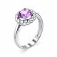 Серебряное кольцо АЛЬКОР 01-1450/00АМ-00 с аметистом