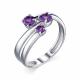 Серебряное кольцо АЛЬКОР 01-1594/00АМ-00 с аметистом