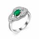 Серебряное кольцо АЛЬКОР 01-1739/00АГ-00 с фианитом и агатом