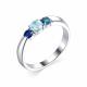 Серебряное кольцо АЛЬКОР 01-1775/0М19-00 с топазом, фианитом, гидротермальным сапфиром и Лондон топазом