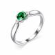Серебряное кольцо АЛЬКОР 01-1809/БРНИ-00 с бриллиантом и гидротермальным изумрудом