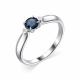 Серебряное кольцо АЛЬКОР 01-1809/БРНС-00 с бриллиантом и гидротермальным сапфиром