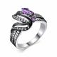 Серебряное кольцо АЛЬКОР 01-1813/00АМ-00 с фианитом и аметистом
