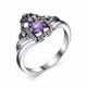 Серебряное кольцо АЛЬКОР 01-1819/00АМ-00 с фианитом и аметистом