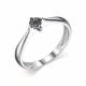 Серебряное кольцо АЛЬКОР 01-1845/00ЧБ-00 с чёрным бриллиантом
