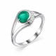 Серебряное кольцо АЛЬКОР 01-1853/00АГ-00 с фианитом и агатом