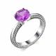 Серебряное кольцо АЛЬКОР 01-1899/00АМ-00 с фианитом и аметистом