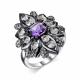 Серебряное кольцо АЛЬКОР 01-2026/0М64-00 с фианитом, аметистом, миксом камней и горным хрусталём