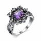 Серебряное кольцо АЛЬКОР 01-2031/0М64-00 с фианитом, аметистом и горным хрусталём