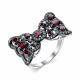 Серебряное кольцо АЛЬКОР 01-2037/00РД-00 с фианитом и родолитом